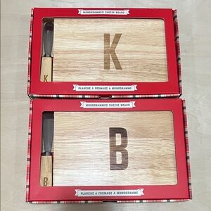 Bundle Monogrammed Cheese Board Set K , B